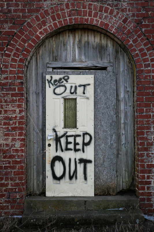 Brick wall Keep Out photographic print