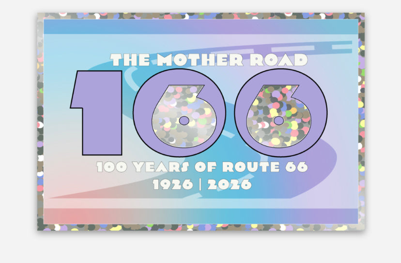 100 years of Route 66 pastel glitter sticker
