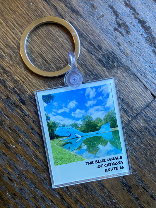 Blue Whale Polaroid Keychain