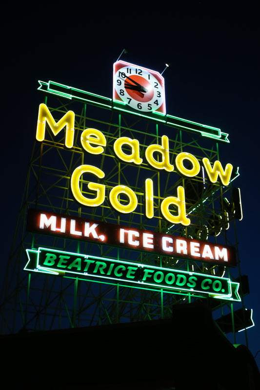 Meadow Gold sign, Tulsa, Oklahoma - Route 66 photographic print