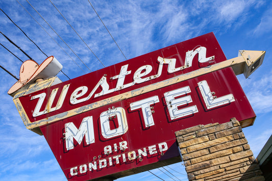 Western Motel sign OK Route 66 photographic print